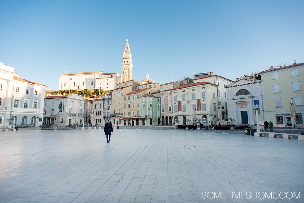 Tartini Square in the coastal town of Piran, Slovenia