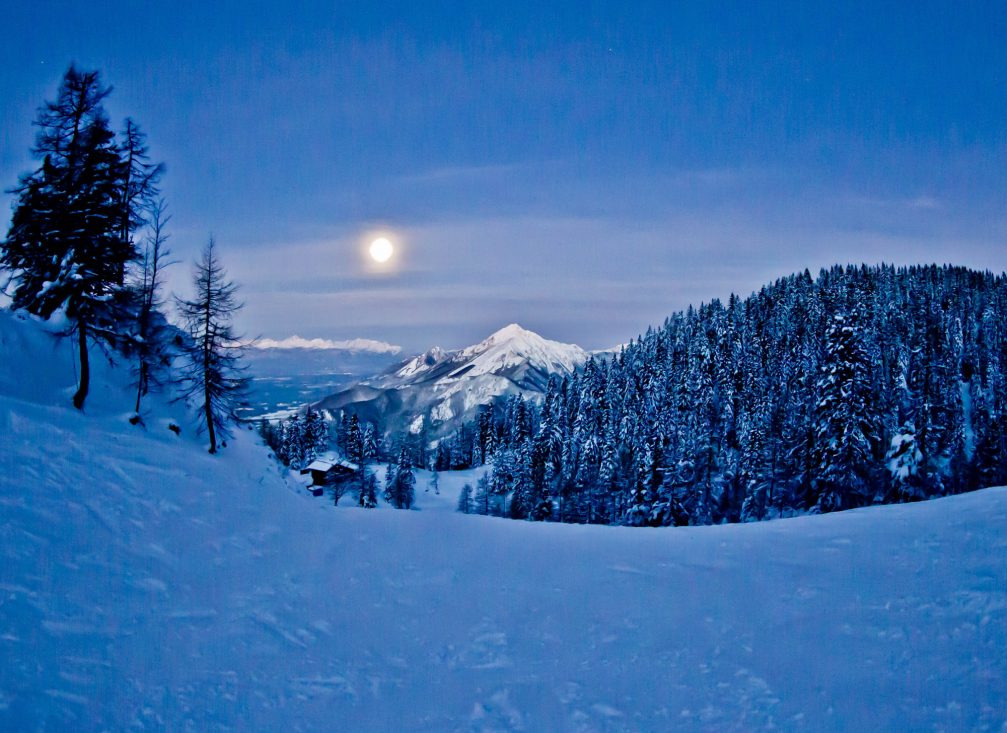 Supermoon early morning at Krvavec Ski Resort