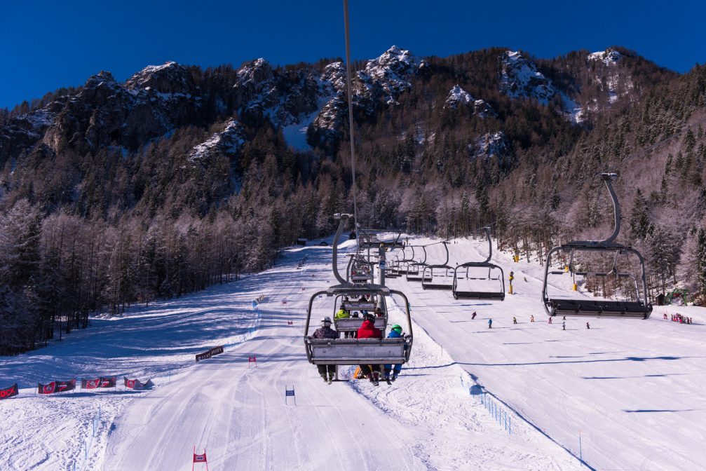 Modern chairlifts at Kranjska Gora Ski Resort in Slovenia