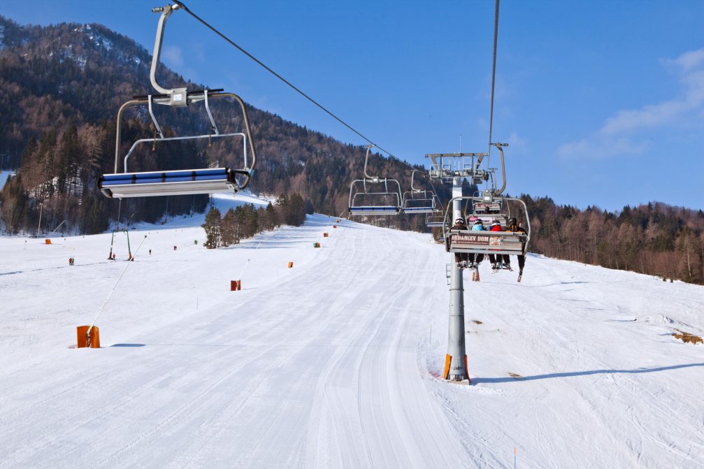 Chair lifts at Kranjska Gora Ski Resort in Slovenia