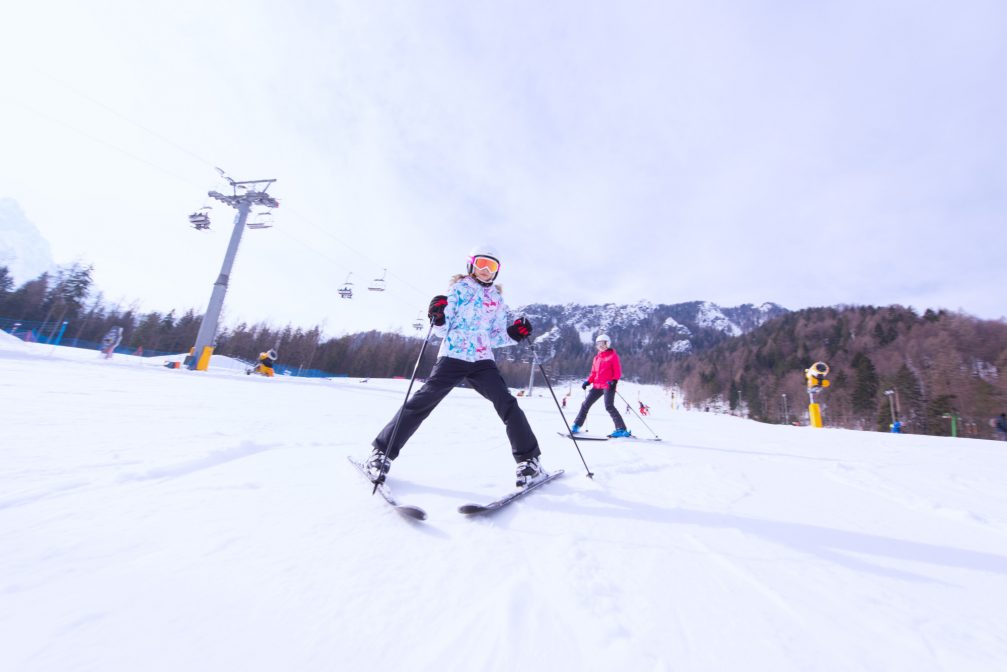 Ski school at Kranjska Gora Ski Resort in Slovenia