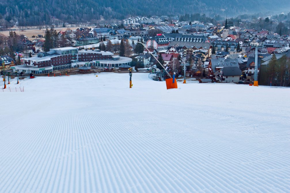 A well-maintained beginner friendly slopes at Kranjska Gora Ski Resort in Slovenia