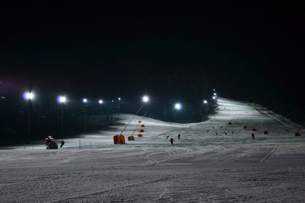 The slopes of Kranjska Gora Ski Resort at night