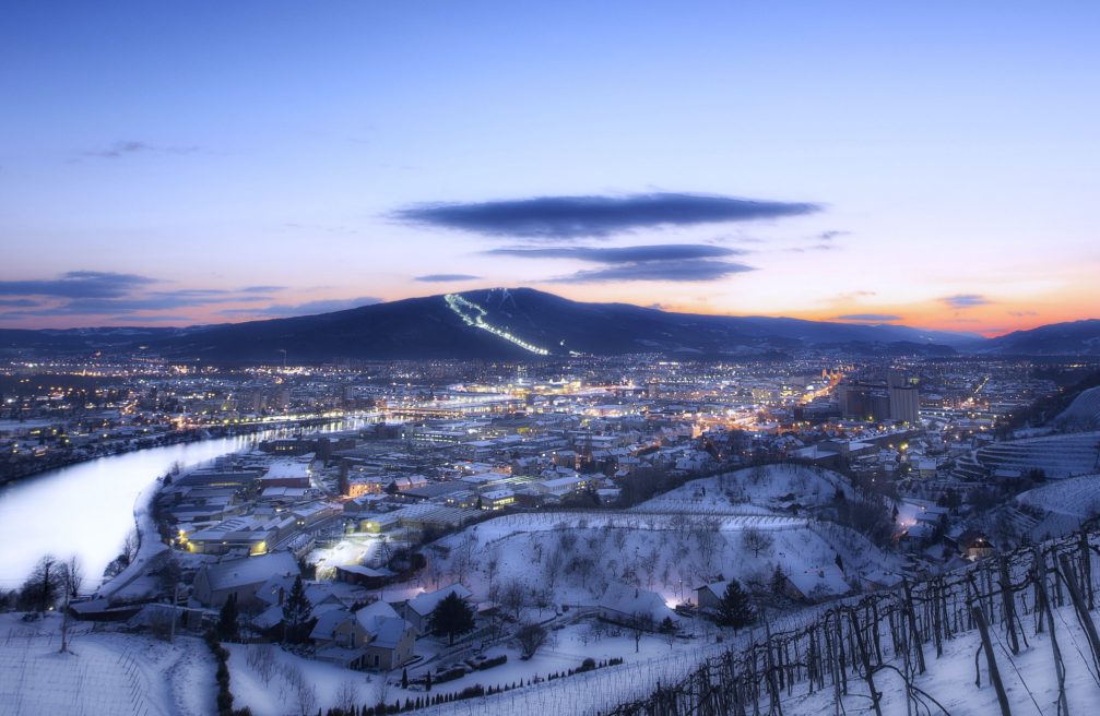 A view of Mariborsko Pohorje Ski Resort from the city of Maribor