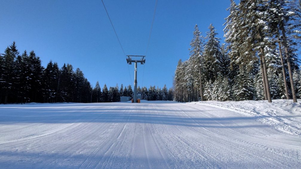 Well groomed slopes at Maribor Pohorje Ski Resort in Slovenia