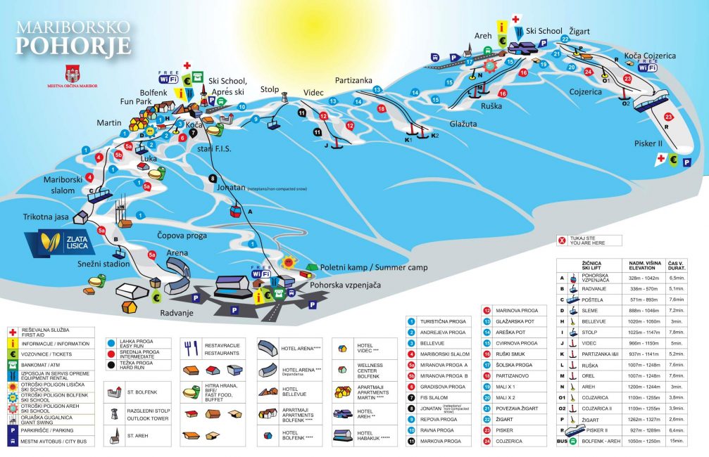 Maribor Pohorje Ski Resort piste map