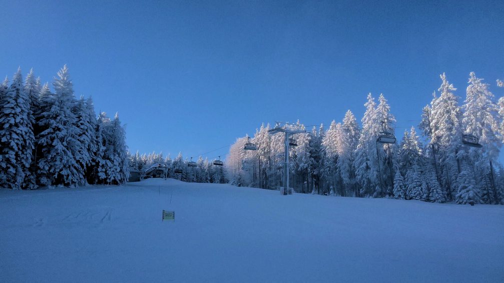 Maribor Pohorje Ski Resort with a layer of fresh snow