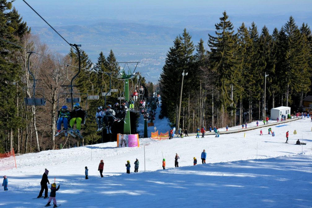 Maribor Pohorje Ski Resort in Slovenia on a sunny winter day