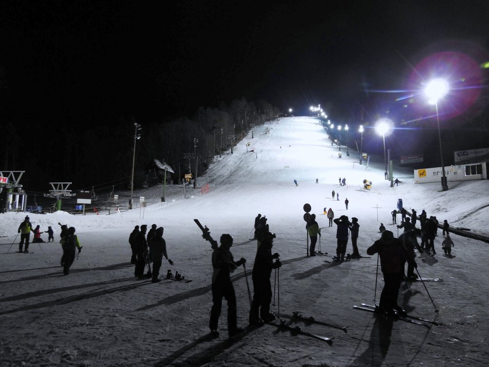 Ski runs at night at Maribor Pohorje Ski Resort in Slovenia