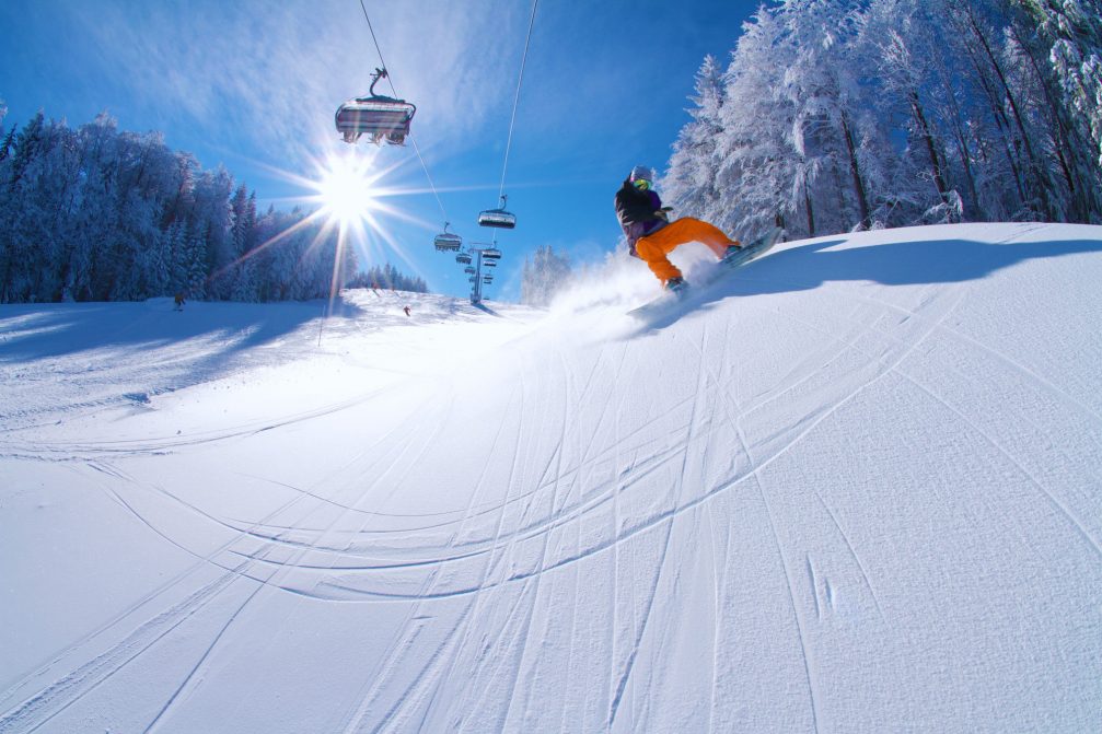 Snowboarding at Maribor Pohorje Ski Resort in Slovenia