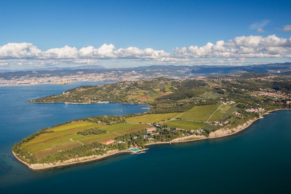 Aerial view of the Slovenian Coast in Slovenia