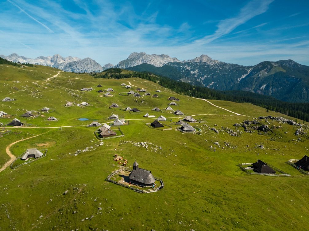 Herdsmen's huts located at an elevation of 1666 metres at Velika Planina in Kamnik-Savinja Alps in Slovenia