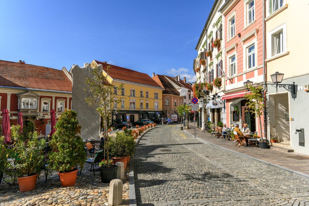 View of the streets of Ptuj, one of the oldest towns in Slovenia