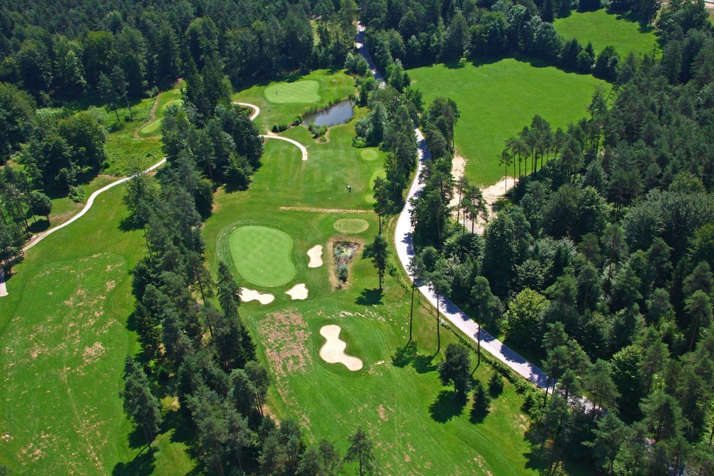 Aerial view of Arboretum Ljubljana golf course in Slovenia