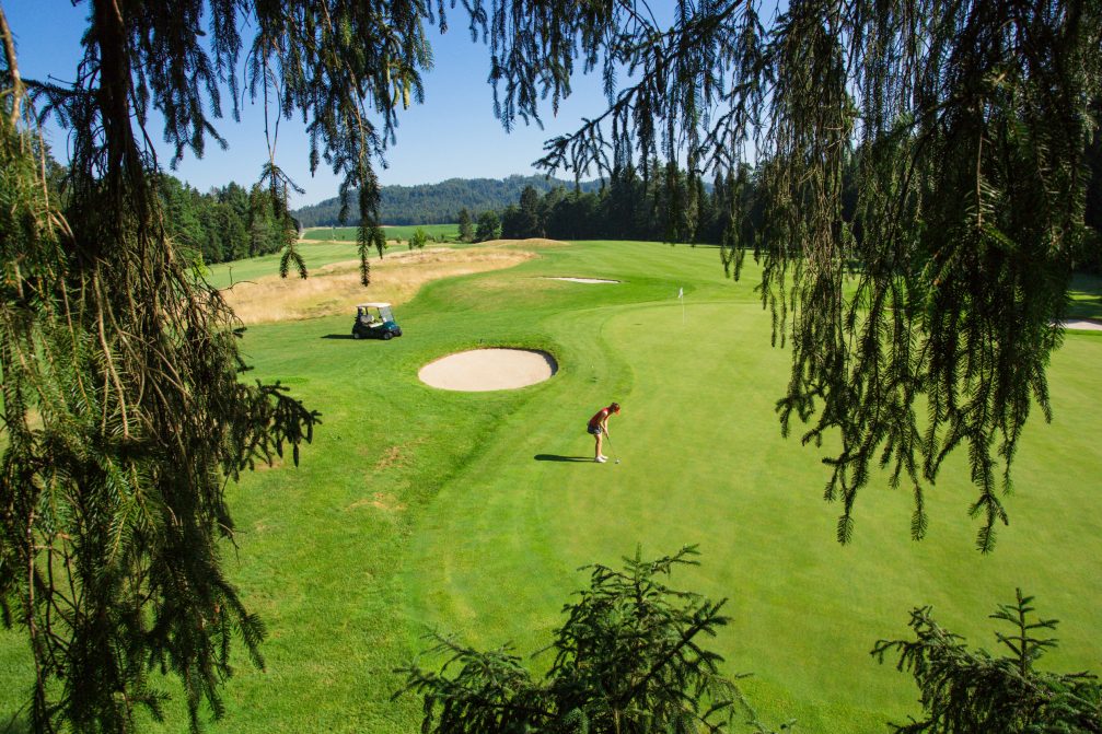 Elevated view of Diners CUBO Ljubljana Golf Course in Slovenia