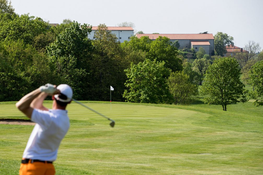 A male golfer playing a round at Lipica Golf Course in Slovenia