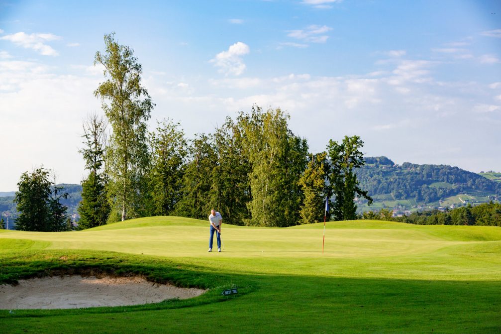 Large and well maintained greens at Otocec Golf Course in Slovenia