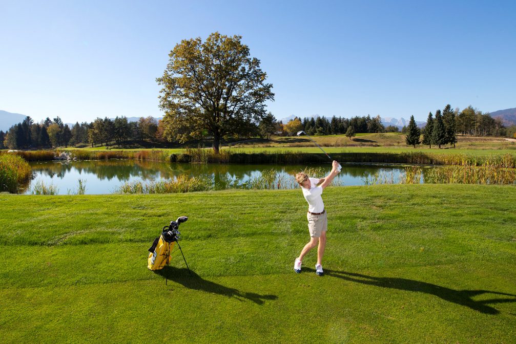 A male golfer at Kings Course at Royal Bled Golf in Slovenia