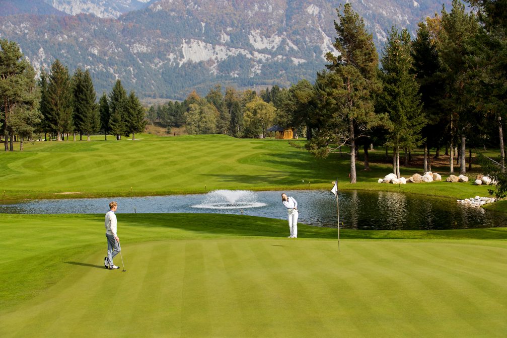 Water hazard at Kings Course at Royal Bled Golf in Slovenia