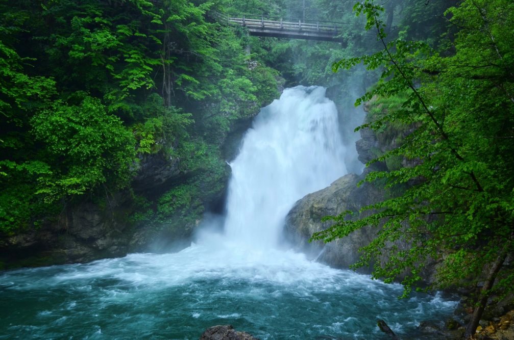 Sum Waterfall in Vintgar Gorge in the Bled area of Slovenia