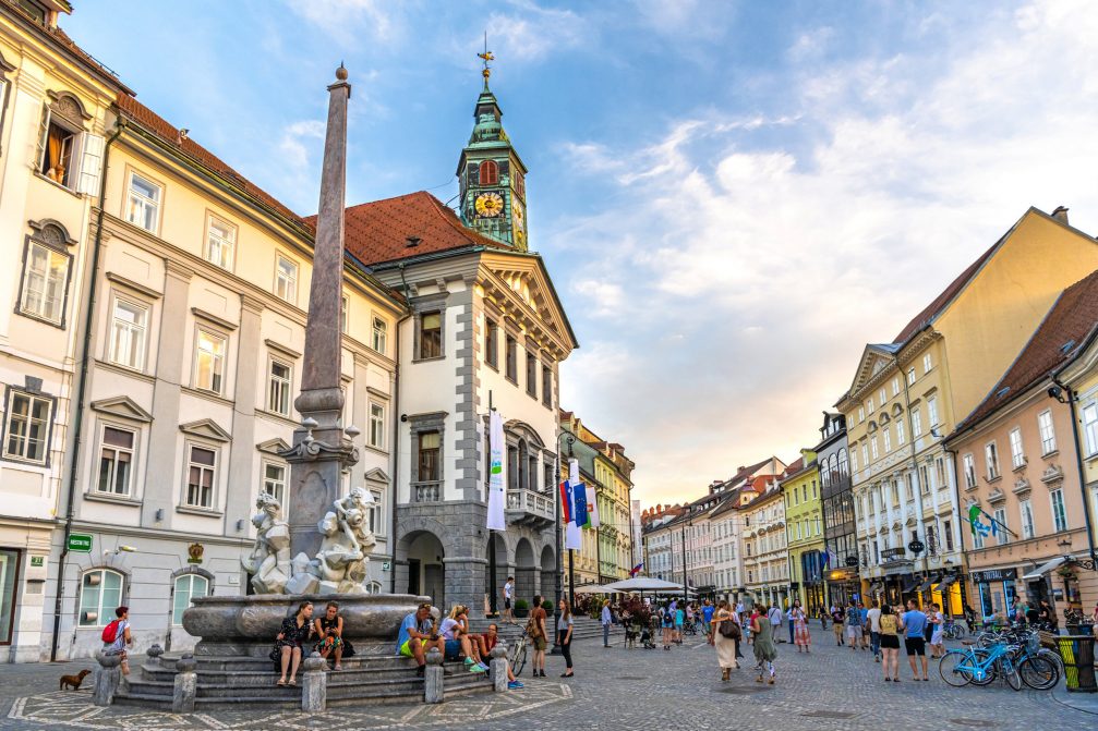 View of the streets of Ljubljana, the capital city of Slovenia