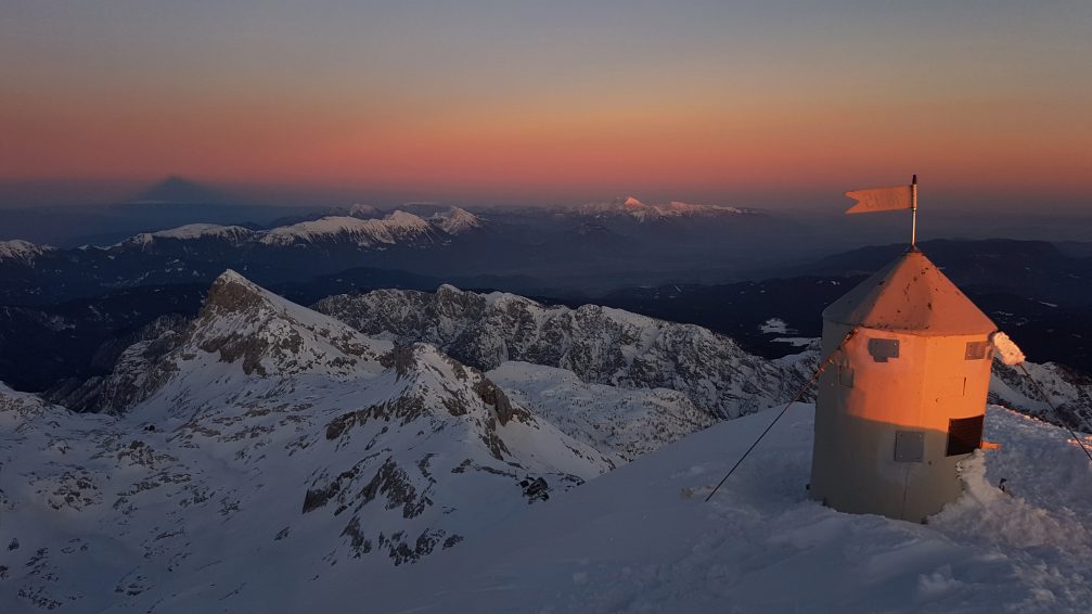 Aljaz Tower on Mount Triglav, the highest mountain in Julian Alps and in Slovenia