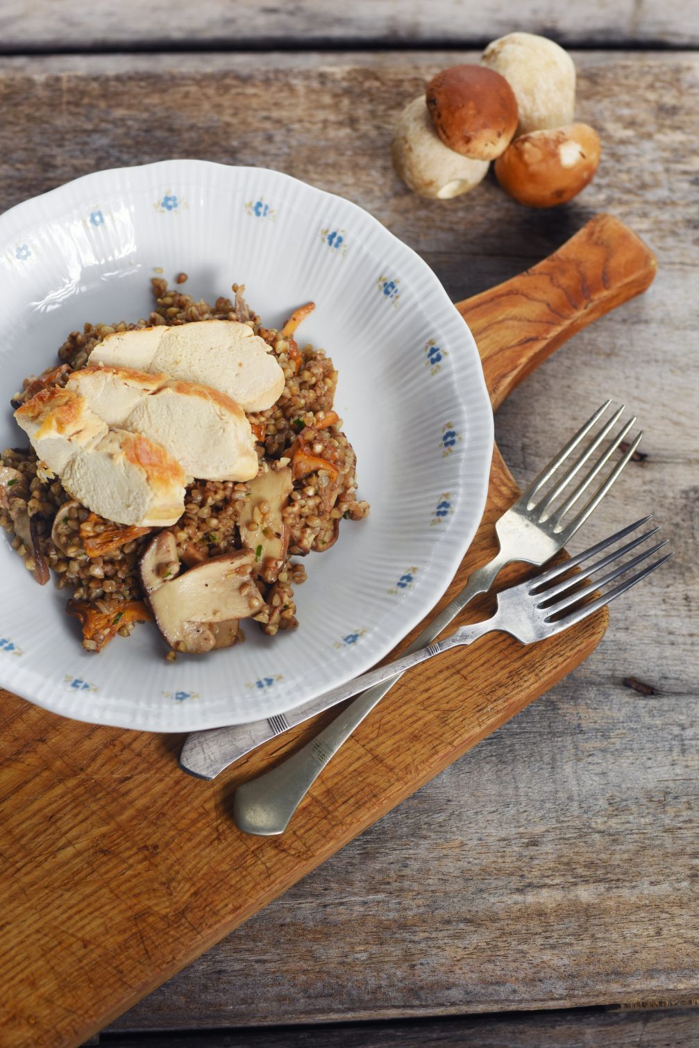 Buckwheat Porridge with Porcini Mushrooms and Chicken