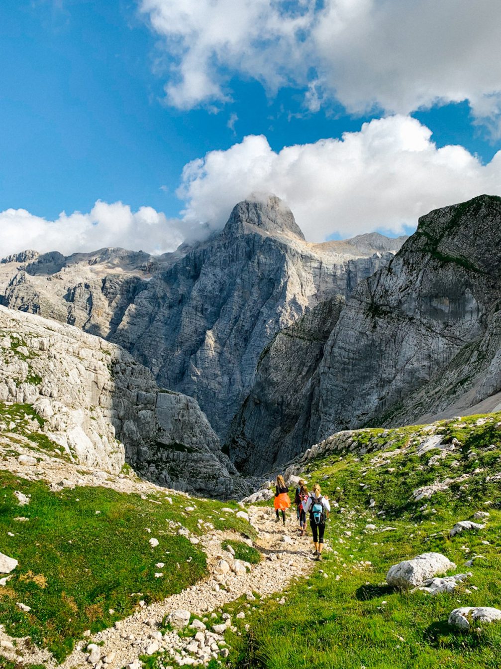 Kriski Podi high-mountain Karst plateau in Triglav National Park in Julian Alps with Mount Triglav in the background