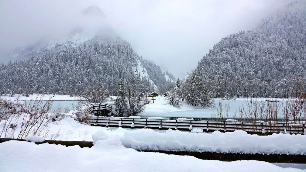 Frozen Lake Jasna covered in snow in winter