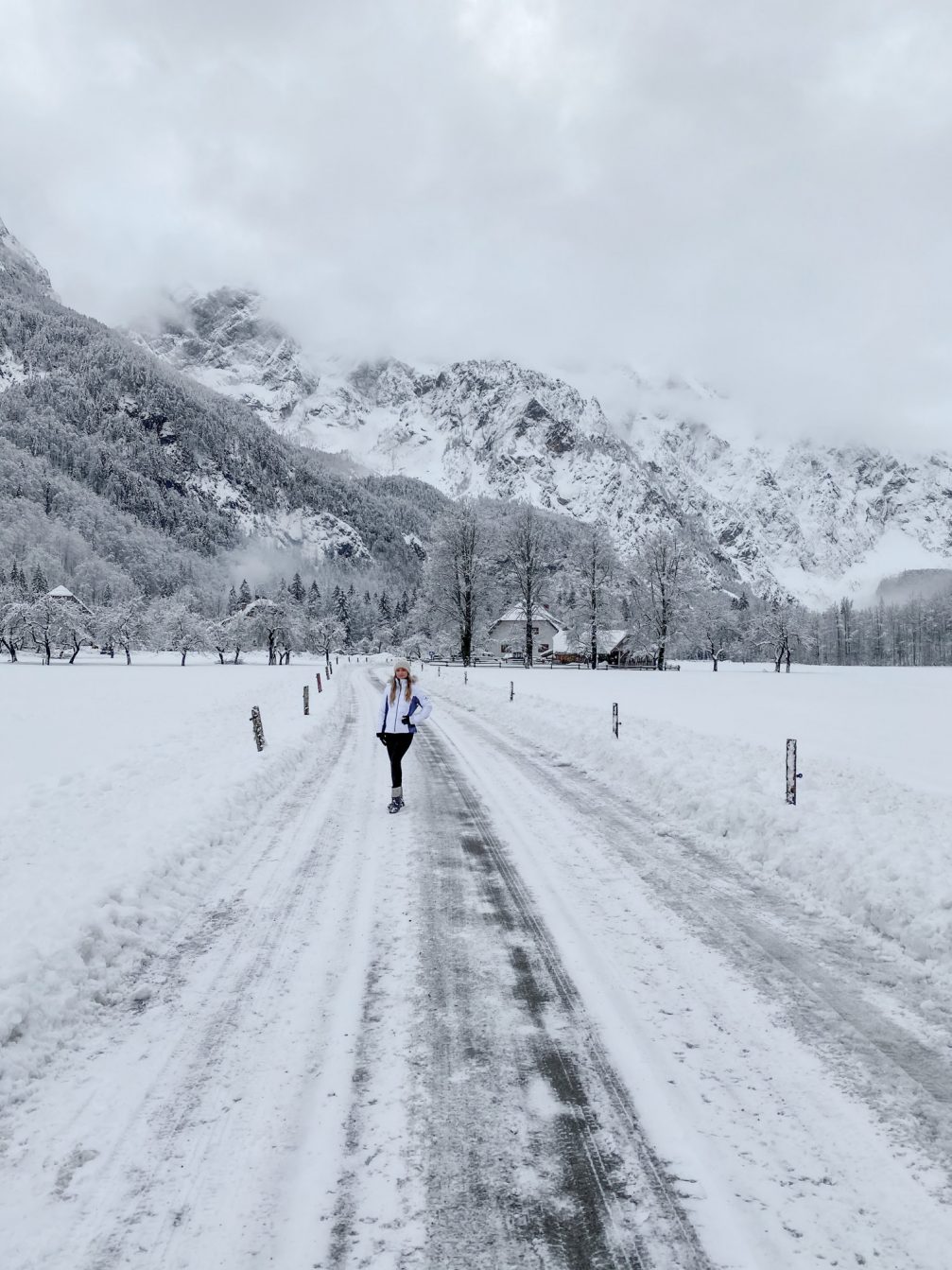 Logarska Valley in Slovenia covered in snow in winter