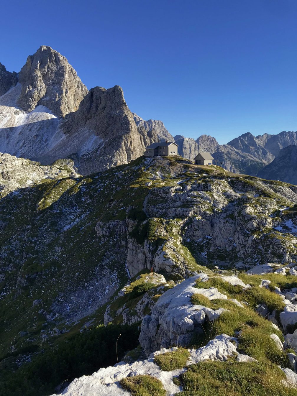 Pogacnik Mountain Hut at Kriski Podi in Julian Alps in Slovenia