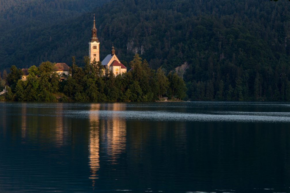 Bled Island with its Gothic church in Lake Bled