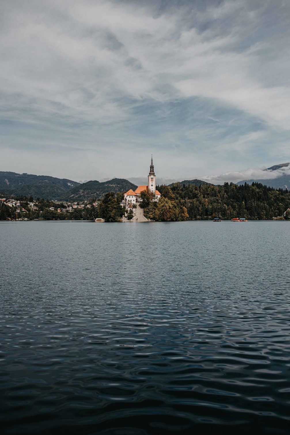 Bled Island in the middle of Lake Bled in Slovenia