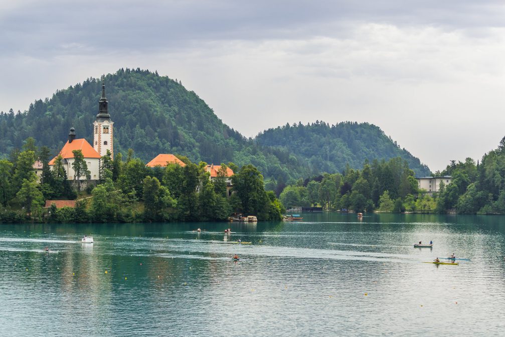 Rowing competition at Lake Bled in Slovenia