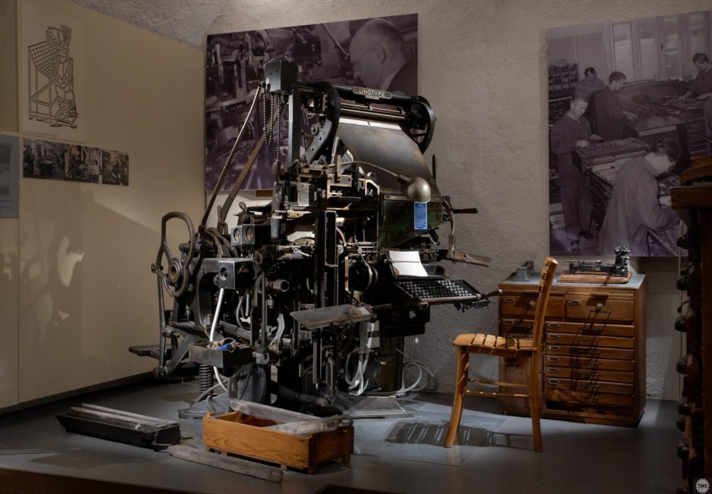 LINOTYPE line-casting machine manufactured around 1910 in Technical Museum Of Slovenia in Bistra
