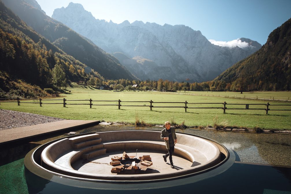 View from Hotel Plesnik in Logar Valley in Slovenia