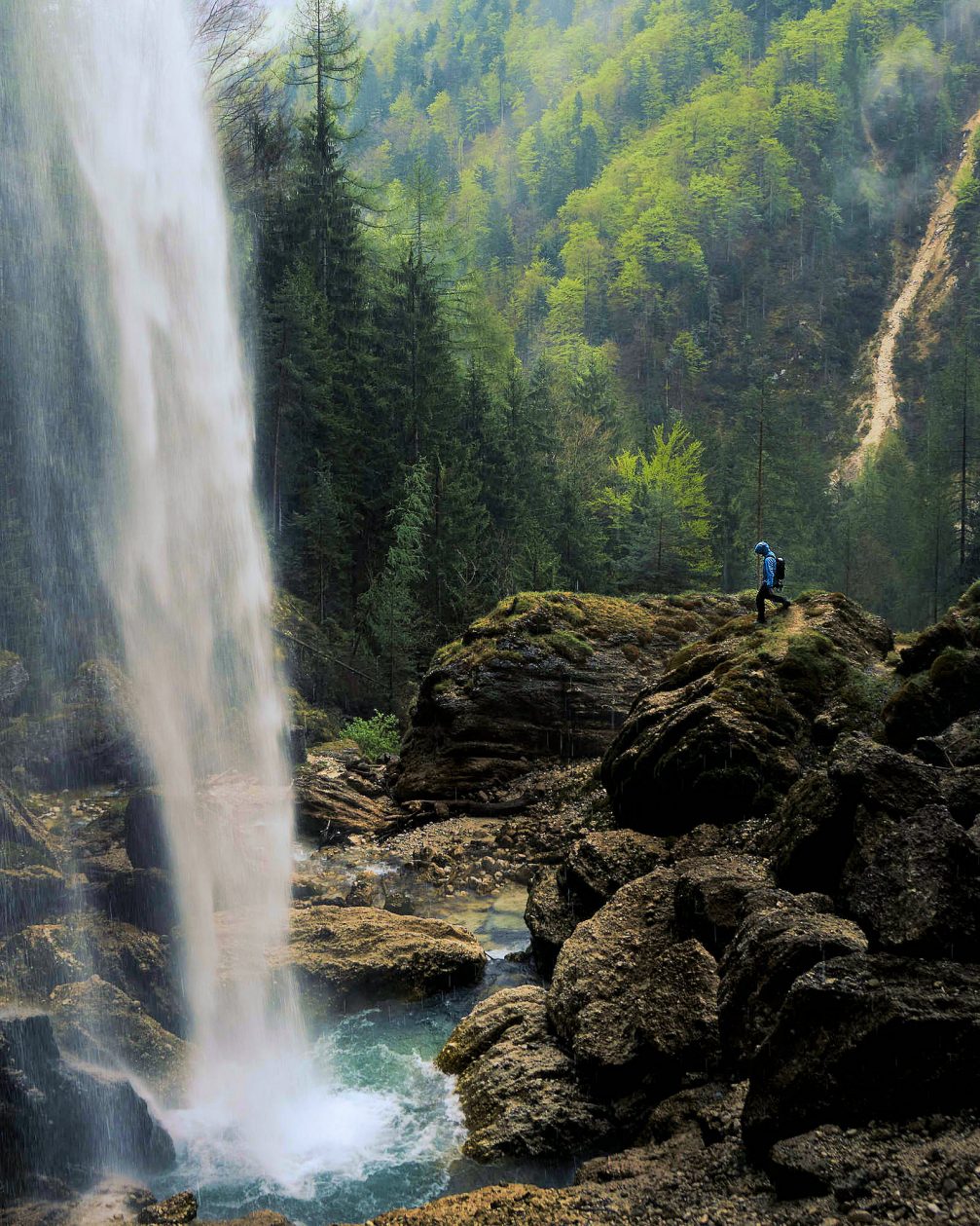 The pool at the base of Pericnik Waterfall in Slovenia