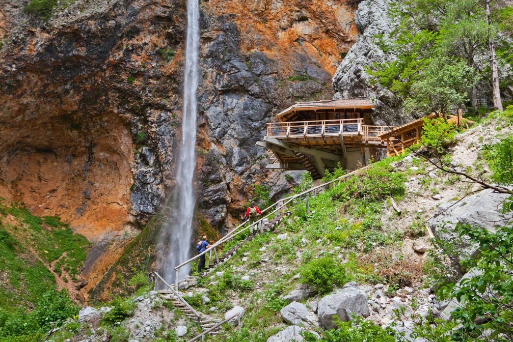Rinka Waterfall in Logarska Valley and Bar Orlovo Gnezdo