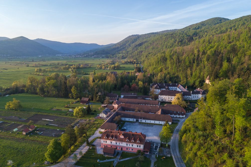 Aerial view of Bistra Castle that houses Technical Museum Of Slovenia
