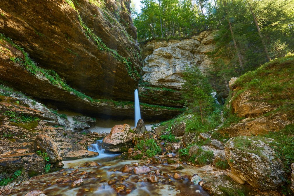 View of Upper Pericnik Waterfall in Slovenia