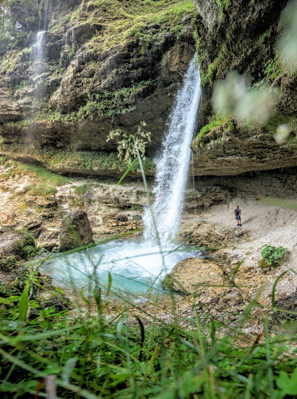 Upper Pericnik Waterfall in Triglav National Park in the summer