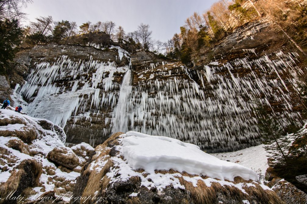 View of Pericnik Stream in Triglav National Park in winter