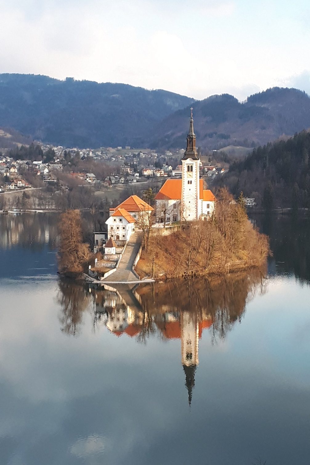 Bled Island in the time between winter and springled in the time between winter and spring