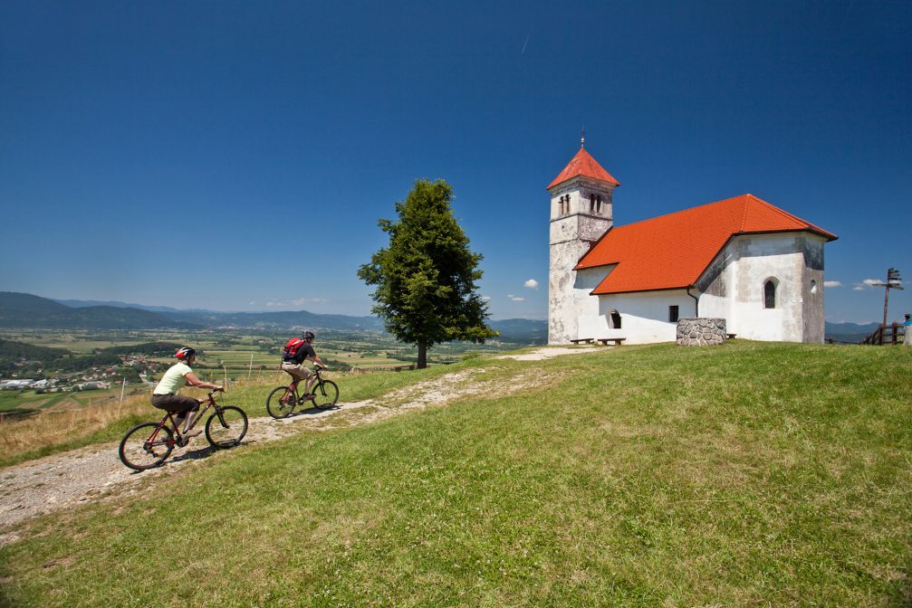 Cycling to the Church of St. Anne above Ljubljana Marshes