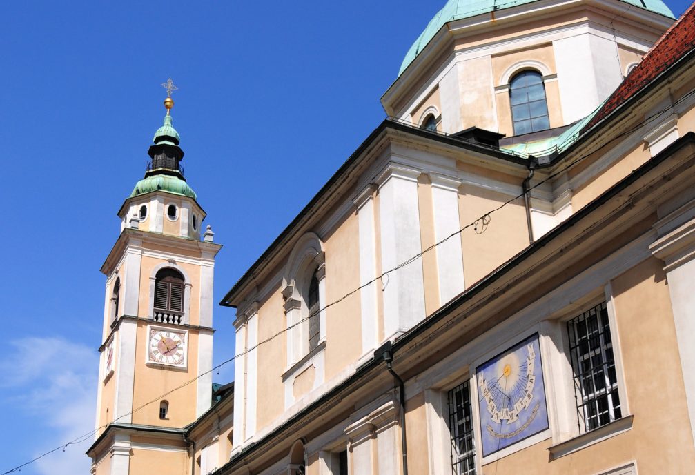 Exterior of Ljubljana Cathedral in the capital city of Slovenia
