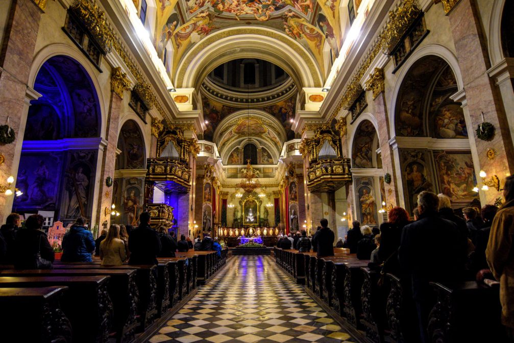 Interior of Ljubljana Cathedral in the capital city of Slovenia