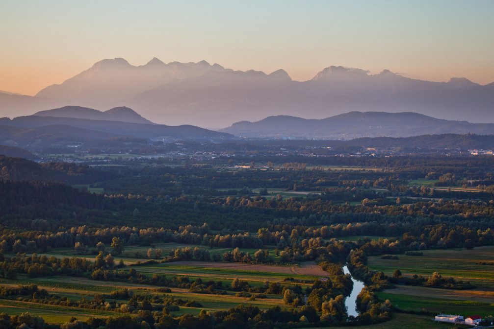 Aerial view of Ljubljana Marshes Nature Park in Slovenia