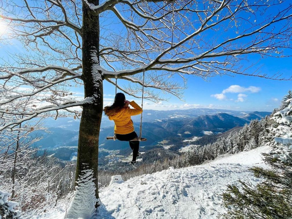 A swing on the Malic Hill above Lasko in winter