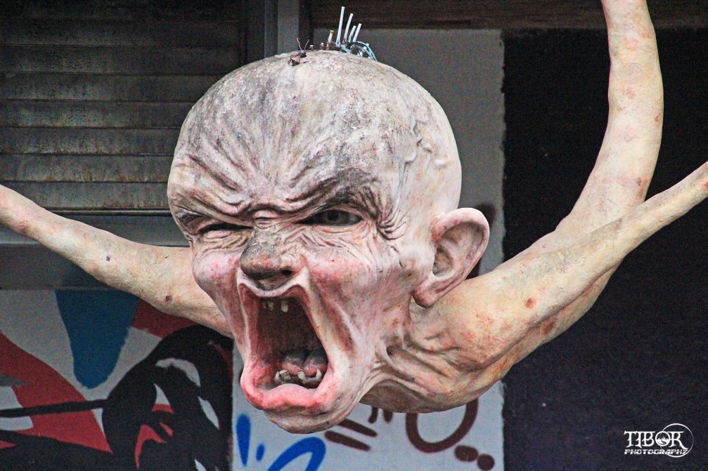 A creature like Gollum from Lord of the Rings at Metelkova in Ljubljana