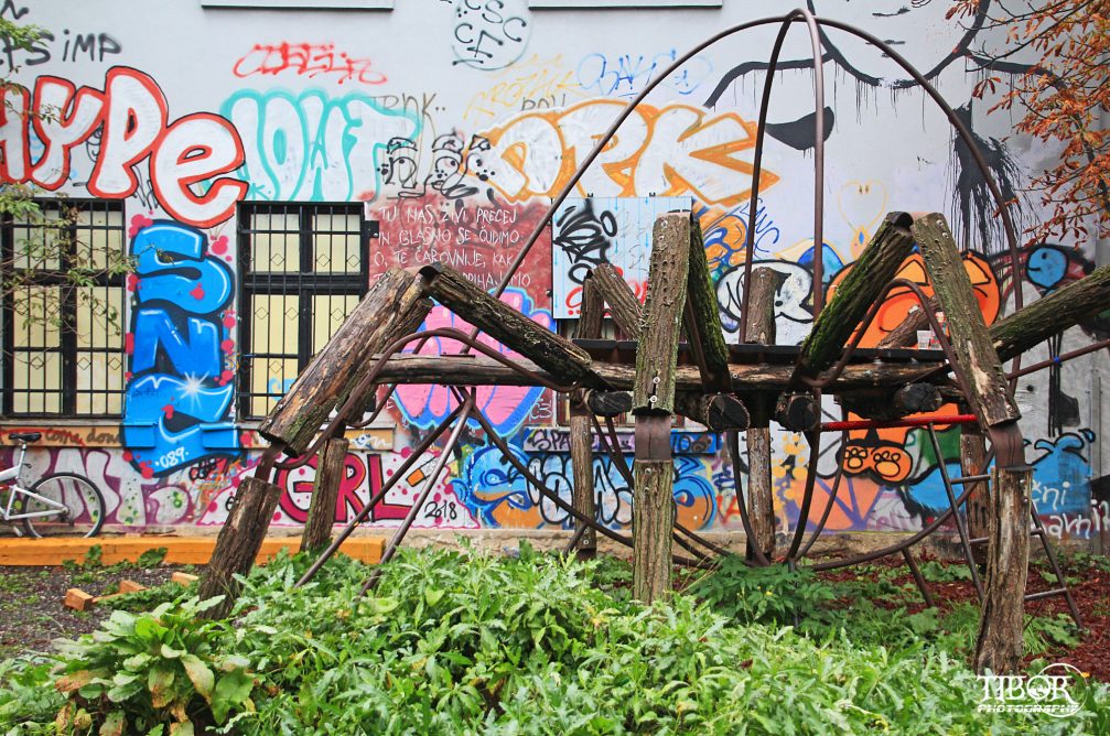 A street view in Metelkova City in Ljubljana, the capital city of Slovenia